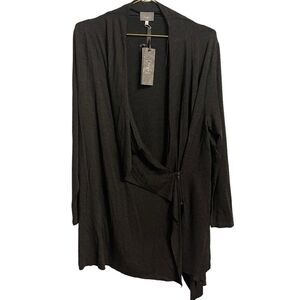 Hygge Mint Velvet Charcoal Jersey Draped Cardigan Size 12 NWT
